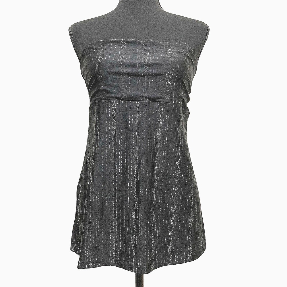 Vintage NWT EXPRESS Tube Top Strapless Black Silver Sparkly Large Y2K Club Party